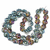 Electroplate Half Translucent Glass Beads Strands EGLA-S193-04-2