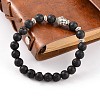 Trendy Natural Lava Rock Beaded Stretch Bracelets BJEW-JB02097-05-1