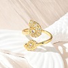 Brass Micro Pave Clear Cubic Zirconia Cuff Rings for Women RJEW-A061-01G-1