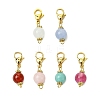 6Pcs Round Natural Rose Quartz & Amazonite & Quartz & Carnelian & White Jade Pendant Decorations HJEW-JM02857-1