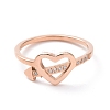 Crystal Rhinestone Heart with Arrow Finger Ring RJEW-D120-18B-RG-2