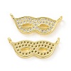 Rack Plating Brass Micro Pave Clear Cubic Zirconia Connector Charms KK-C008-09G-1