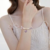 4Pcs 4 Style Natura Mixed Gemstone & Shell Beaded Bracelets Set with Heart Charms for Women BJEW-TA00242-6