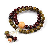 Blood Sandalwood & Verawood Round Beaded Stretch Bracelet BJEW-B080-19-2