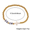 Adjustable New Year 2026 Brass Round Beaded Stretch Bracelets with Natural White Shell Cross OF5922-4