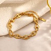 304 Stainless Steel Micro Pave Cubic Zirconia Link Chain Bracelets for Women BJEW-P393-01G-1