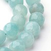Faceted Natural Amazonite Round Beads Strands G-F261-04-10mm-1