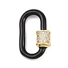 Oval Brass Micro Pave Clear Cubic Zirconia Screw Carabiner Clasps KK-B167-01A-04G-1
