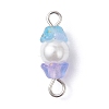 Baking Paint Pearlized Glass Pearl & Acrylic Flower Connector Charms PALLOY-JF04299-01-3