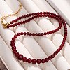 Natural Rhodochrosite & Shell Pearl Round Graduated Beaded Necklaces NJEW-U026-25G-3