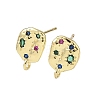 Brass Micro Pave Cubic Zirconia Stud Earring Findings KK-U075-01C-04G-1