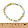 Alloy & Round Natural Flower Amazonite Beaded Stretch Bracelets for Women BJEW-JB13739-4