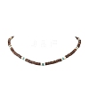 2Pcs 2 Colors Natural Coconut & Natural Magnesite Heishi Beaded Necklaces NJEW-JN05308-3
