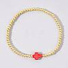 Cross Synthetic Turquoise & Round Brass Beaded Stretch Bracelets VG5379-2-1