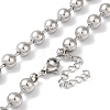 Non-Tarnish 304 Stainless Steel Round Beads Necklace for Women NJEW-B107-01B-P-2