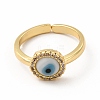 Lampwork Evil Eye Open Cuff Ring with Clear Cubic Zirconia RJEW-L104-01G-03-2