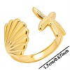 Simple Stainless Steel Starfish Shell Open Cuff Rings for Women X-NZ3094-2-1