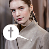 4Pcs Cross Brass Brooches JEWB-FH0001-69EB-6