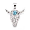 Brass and Synthetic Turquoise Pendants KK-T079-03A-P-1