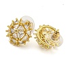 Brass Micro Pave Clear Cubic Zirconia Stud Earrings EJEW-B065-02G-2