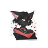 50Pcs Black Cat Shape PVC Self Adhesive Cartoon Stickers STIC-G001-07-3