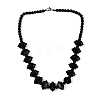 Natural Black Onyx(Dyed & Heated) Round & Cone Beaded Necklaces NJEW-N064-03B-1
