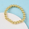 Brass Round Beaded Stretch Bracelets for Men Women BJEW-B148-05E-G-2