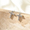 Brass Micro Pave Clear Cubic Zirconia Stud Earrings EJEW-R016-26P-18-1