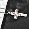 201 Stainless Steel Wheat Cross Pendant Box Chain Necklaces for Women Men NJEW-B124-01P-4