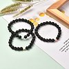 Natural Lava Rock Stretch Bracelets Sets BJEW-JB06700-2