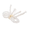 Glass Seed Beaded Bowknot with Heart Pendants PALLOY-MZ01162-02-4