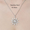 Non-Tarnish 201 Stainless Steel Hollow Sun Pendant Necklace NJEW-OY002-21-3