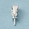 Rhodium Plated 925 Sterling Silver Cup Pearl Bail Pin Pendants STER-P008-02-2