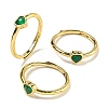 Heart Natural Green Onyx Agate Adjustable Rings RJEW-Q818-02G-04-1