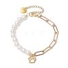 Imitation Pearl Acrylic & Iron Paperclip Chain Bracelets BJEW-JB10393-1