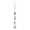 Round Glass & Natural Amethyst Chips Hanging Suncatchers HJEW-JM04209-02-1