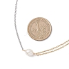 Natural Cultured Freshwater Pearl Rice Pendant 304 Stainless Steel Cable Chain Double Layer Necklaces X-NJEW-JN05682-3