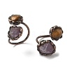 Natural Amethyst & Tiger Eye Rings RJEW-B122-04R-04-4