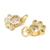 Brass Pave Cubic Zirconia Paw Print Charms LS-KK-I355-17G-06-2