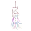Woven Net/Web with Feather Hanging Suncatchers HJEW-F024-03A-1