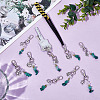 12Pcs 3 Styles Natural Peridot & Quartz Crystal & Green Aventurine & Malachite Chips Pendant Decorations HJEW-GO00101-4