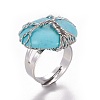 Adjustable Synthetic Turquoise Finger Rings RJEW-L090-A10-4