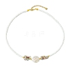 Natural Baroque Keshi Pearl Coin Glass Seed Beaded Necklaces for Women NJEW-JN06220-3