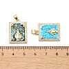 Brass Micro Pave Clear Cubic Zirconia Pendants KK-A221-20G-3