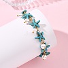 Round Shell Pearl Beads Charm Bracelets BJEW-JB14133-01-2