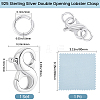 1Pc Sterling Silver Double Opening Lobster Claw Clasps STER-BBC0009-56B-2