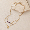 304 Stainless Steel Textured Coin Pendant Double Layer Necklaces VK6399-4-1