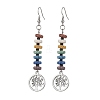 Colorful Natural Dyed Lava Rock Disc Beaded Dangle Earrings EJEW-JE05615-1