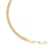 Brass Curb Chain & Paperclip Chain Anklets with 201 Stainless Steel End Chain Heart Charms AJEW-AN00762-4