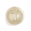 Golden Tone Crown Initial Wax Seal Brass Stamp Heads AJEW-A065-01Y-1